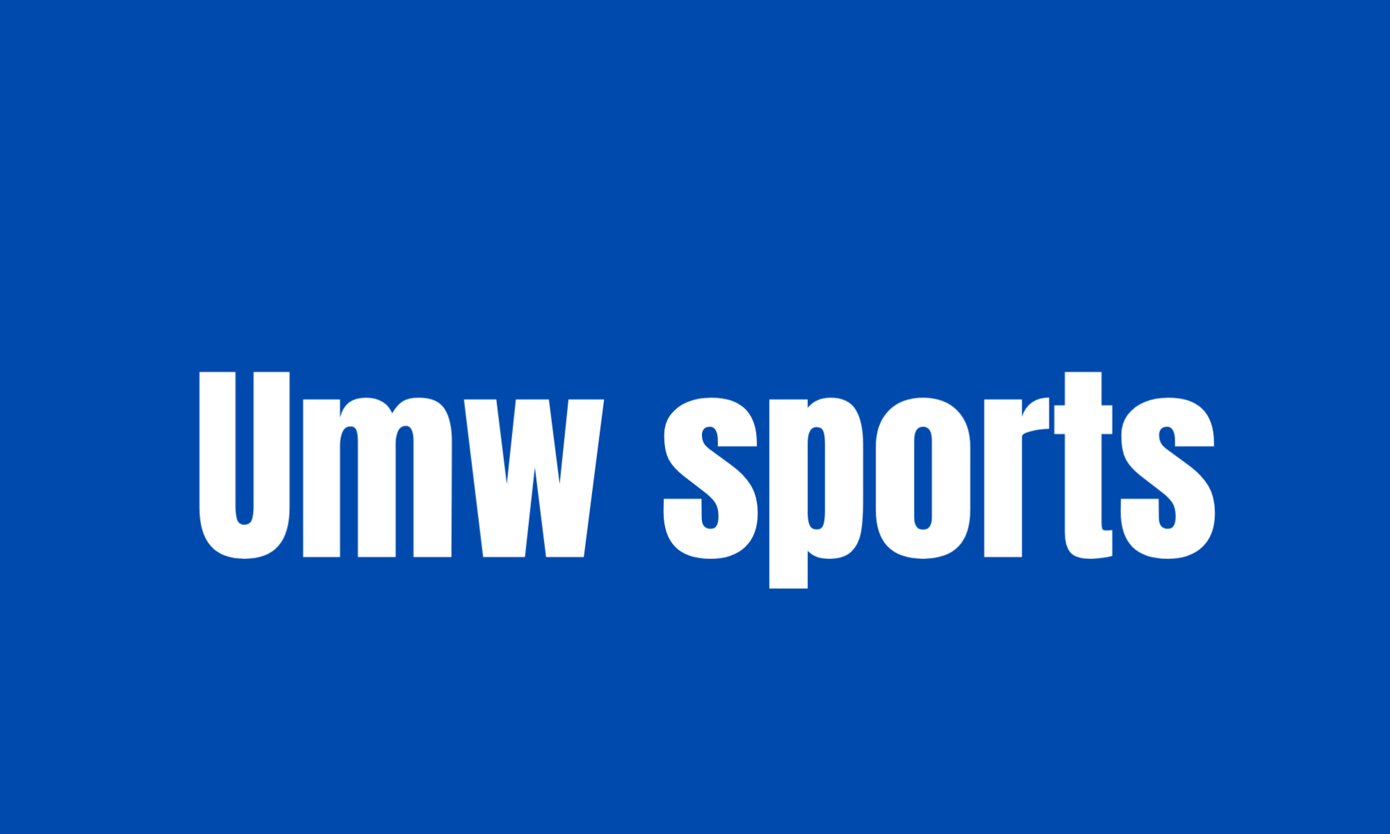 umw sports white lettering on blue backround